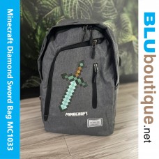 Minecraft Diamond Sword Backpack School Bag *USB point at the side