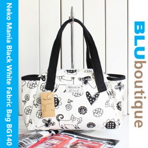 Neko Mania Black White Fabric Bag