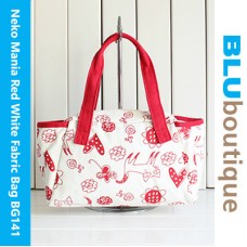 Neko Mania Red White Fabric Bag