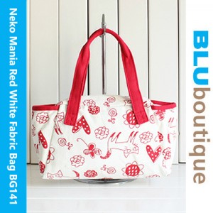 Neko Mania Red White Fabric Bag